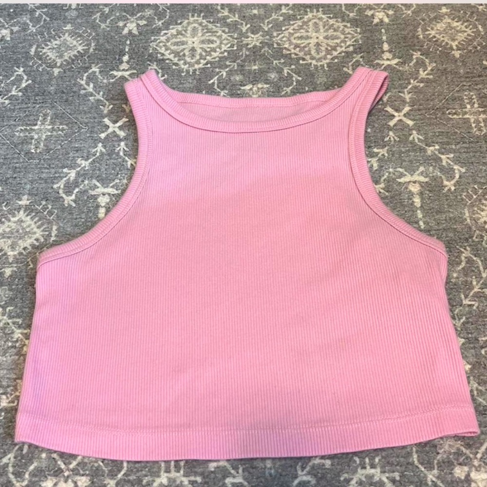 Pink Sleeveless Ribbed Top